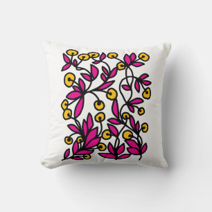 Cojín Decorativo Doodle amarillo y rosa
