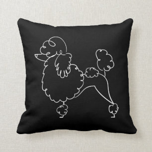 Cojín Decorativo Doodle blanco negro del caniche