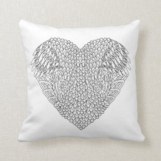 Cojín Decorativo Doodle con alas del corazón