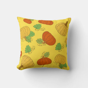 Cojín Decorativo Doodle de calabaza: Mano sin soldadura