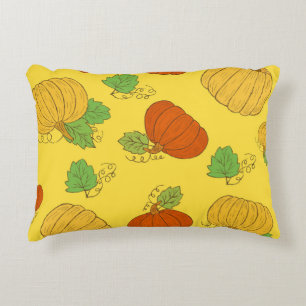 Cojín Decorativo Doodle de calabaza: Mano sin soldadura