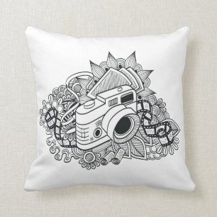 Cojín Decorativo Doodle de la cámara del inconformista