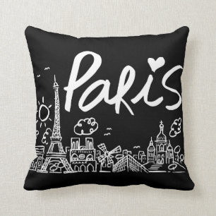 Cojín Decorativo Doodle de la ciudad de París