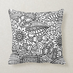 Cojín Decorativo Doodle de la flor