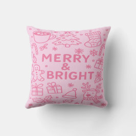 Cojín Decorativo Doodle de Navidades rosados | Navidades acogedores