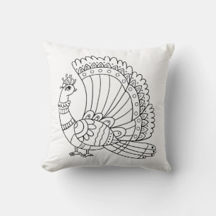 Cojín Decorativo Doodle de pavo real ornamental