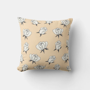 Cojín Decorativo Doodle de rosas: Sencillo Viejo Sin Marea.