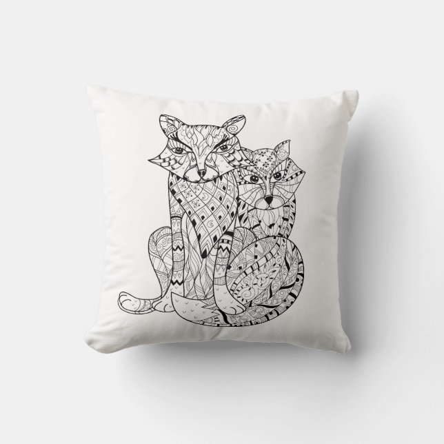 Cojín Decorativo Doodle del Fox de Boho (Anverso)