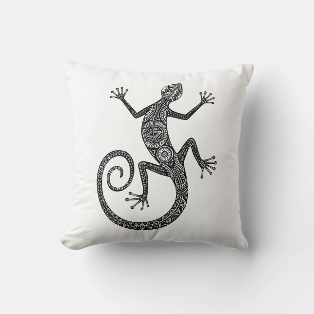 Cojín Decorativo Doodle del lagarto o del Salamander (Anverso)