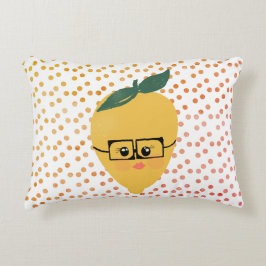 Cojín Decorativo Doodle Dibujado a Mano de Limón de Verano