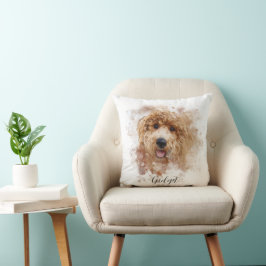Cojín Decorativo Doodle dorado/Cavapoo personalizado