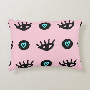 Cojín Decorativo Doodle Girly: Los Ojos Corazón Sin Pena.