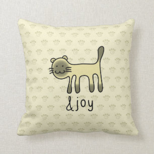 Cojín Decorativo doodle lindo del gato siamés y de la alegría