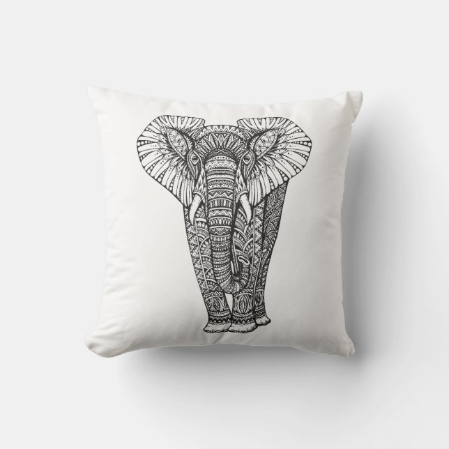 Cojín Decorativo Doodle modelado fantasía del elefante (Anverso)