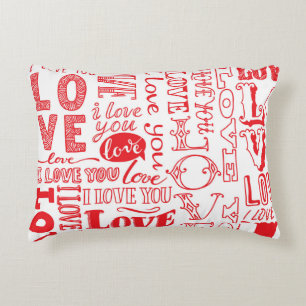 Cojín Decorativo Doodles de amor dibujados a mano de fondo transpar