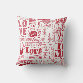 Cojín Decorativo Doodles de amor dibujados a mano, patrón encantado