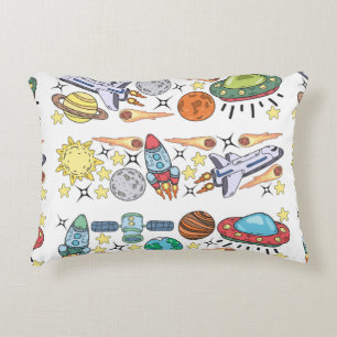 Cojín Decorativo Doodles del espacio ultraterrestre dibujados a man