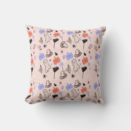 Cojín Decorativo Doodles Temáticos Vintage de Halloween Retro