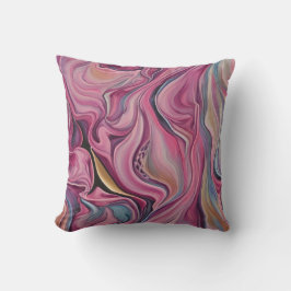 Cojín decorativo dorado azul rosa de los Swirls co