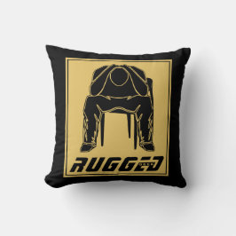 Cojín Decorativo dorado negro Rugged Man Holding Head | Hombre pens