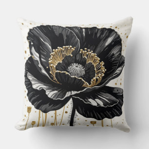 Cojín Decorativo Dorado negro y amapola blanca