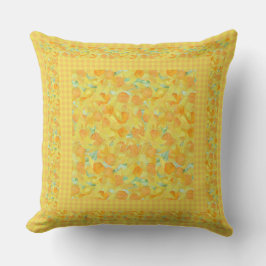 Cojín Decorativo Dorado y amarillo en la frontera de Gingham