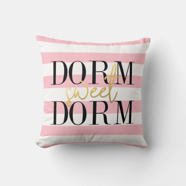 Cojín Decorativo Dorm Sweet Dorm | Bandas rosadas de Bubblegum (Anverso)