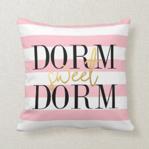 Cojín Decorativo Dorm Sweet Dorm   Bandas rosadas de Bubblegum