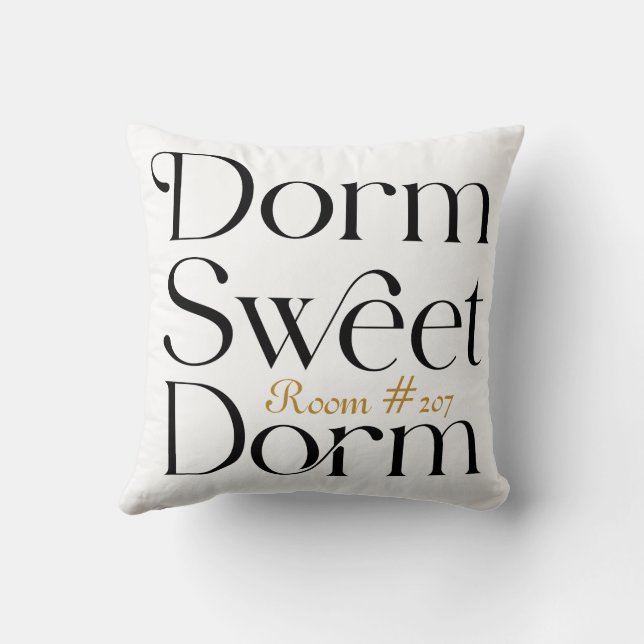 Cojín Decorativo Dorm Sweet Dorm Número de habitación (Reverso)