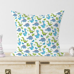 Cojín Decorativo Dormitorio infantil con patrón de dinosaurio azul 