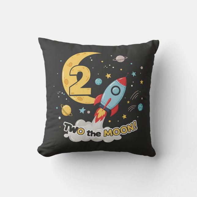 Cojín Decorativo Dos a la Luna 2do Cumpleaños (Anverso)