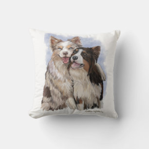 Cojín Decorativo Dos amigos Border Collie de dibujos animados