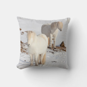 Cojín Decorativo Dos caballos islandeses blancos