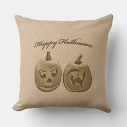 Cojín Decorativo Dos Calabazas Feliz Halloween