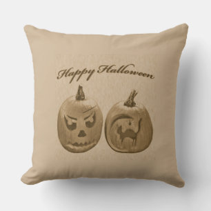 Cojín Decorativo Dos Calabazas Feliz Halloween