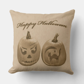 Cojín Decorativo Dos Calabazas Feliz Halloween