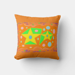 Cojín Decorativo Dos caras tema con estampado naranja estrellas ama