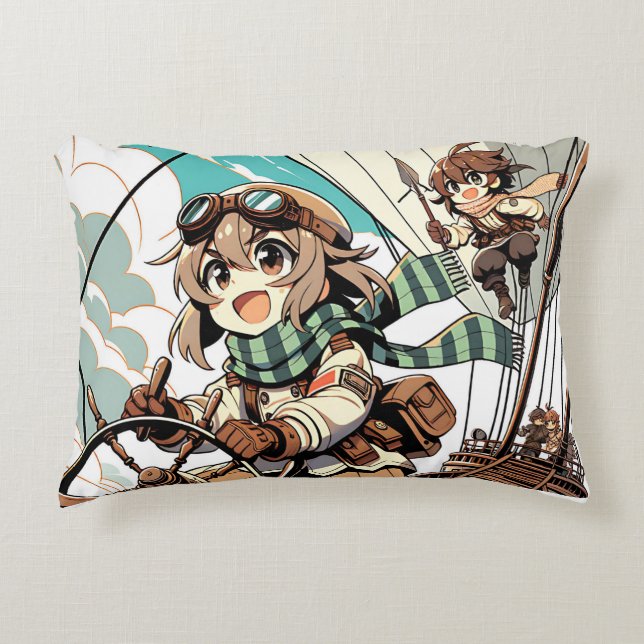 Cojín Decorativo Dos chicas navegan en barco (Anverso)