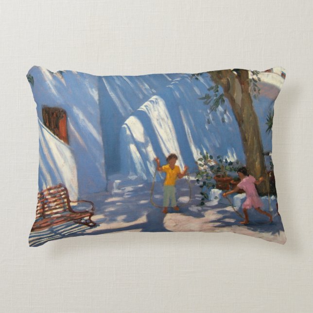 Cojín Decorativo Dos chicas saltando a Mykonos (Anverso)