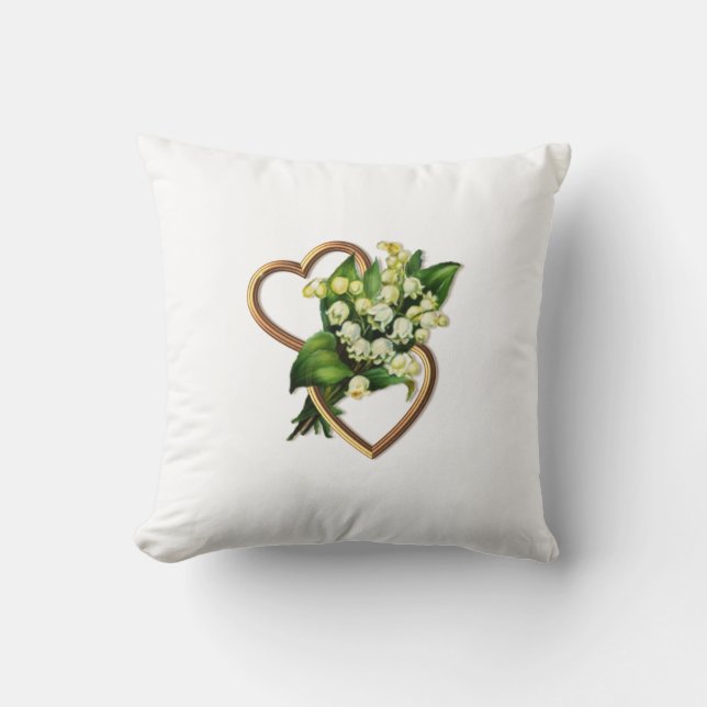 Cojín Decorativo Dos corazones con los lirios del valle (Anverso)