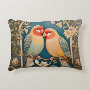 Cojín Decorativo Dos elegantes Lovebirds Vintage Bonito Floral