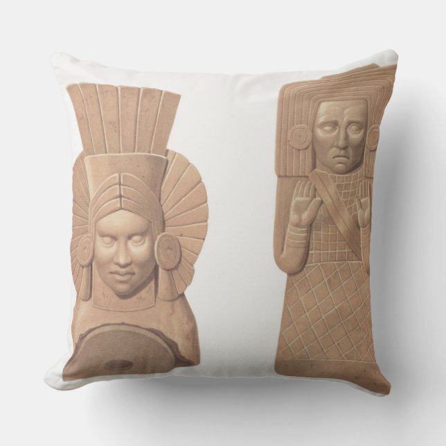 Cojín Decorativo Dos figuras de mujeres de Palenque, pla de la (Anverso)