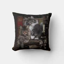 Cojín Decorativo Dos gatitos de Maine Coon peleados