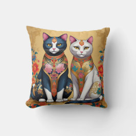 Cojín Decorativo Dos gatos florales decorativos