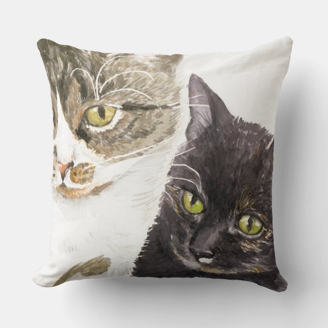Cojín Decorativo Dos gatos - tabby y tortie (Anverso)