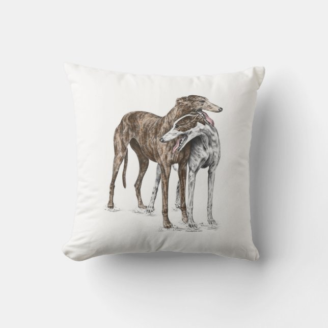 Cojín Decorativo Dos Greyhound Friends Dog Art (Anverso)