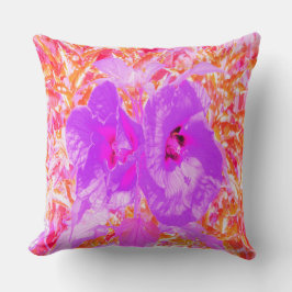 Cojín Decorativo Dos hibiscus loco de ciruela morada y caliente en 