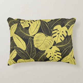 Cojín Decorativo Dos hojas tropicales de color amarillo blanco sin 