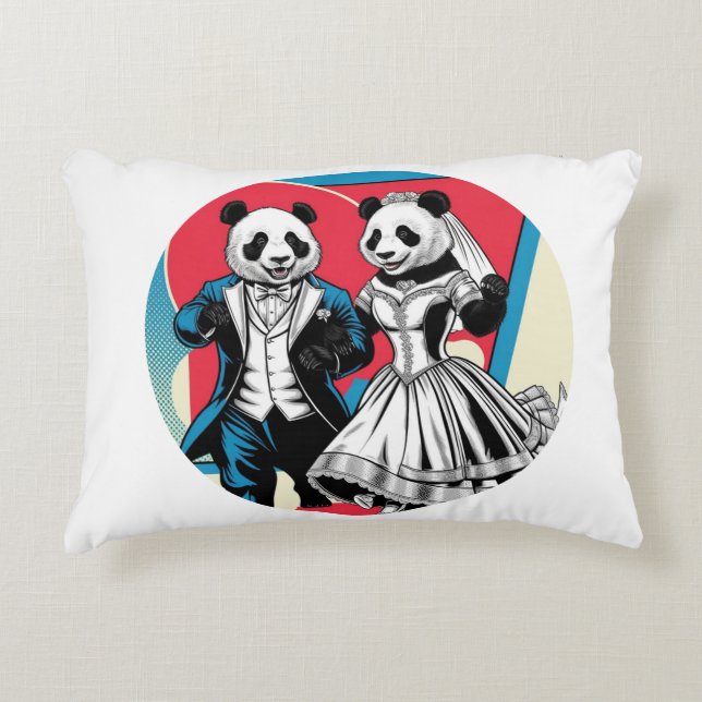 Cojín Decorativo Dos jóvenes pandas chinos recién casados (Anverso)