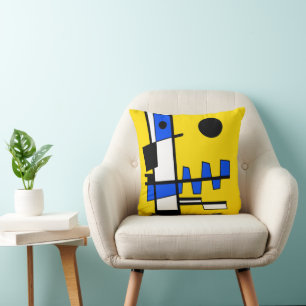 Cojín Decorativo Dos Lados De La Etnicidad Amarillo Azul Negro Blan